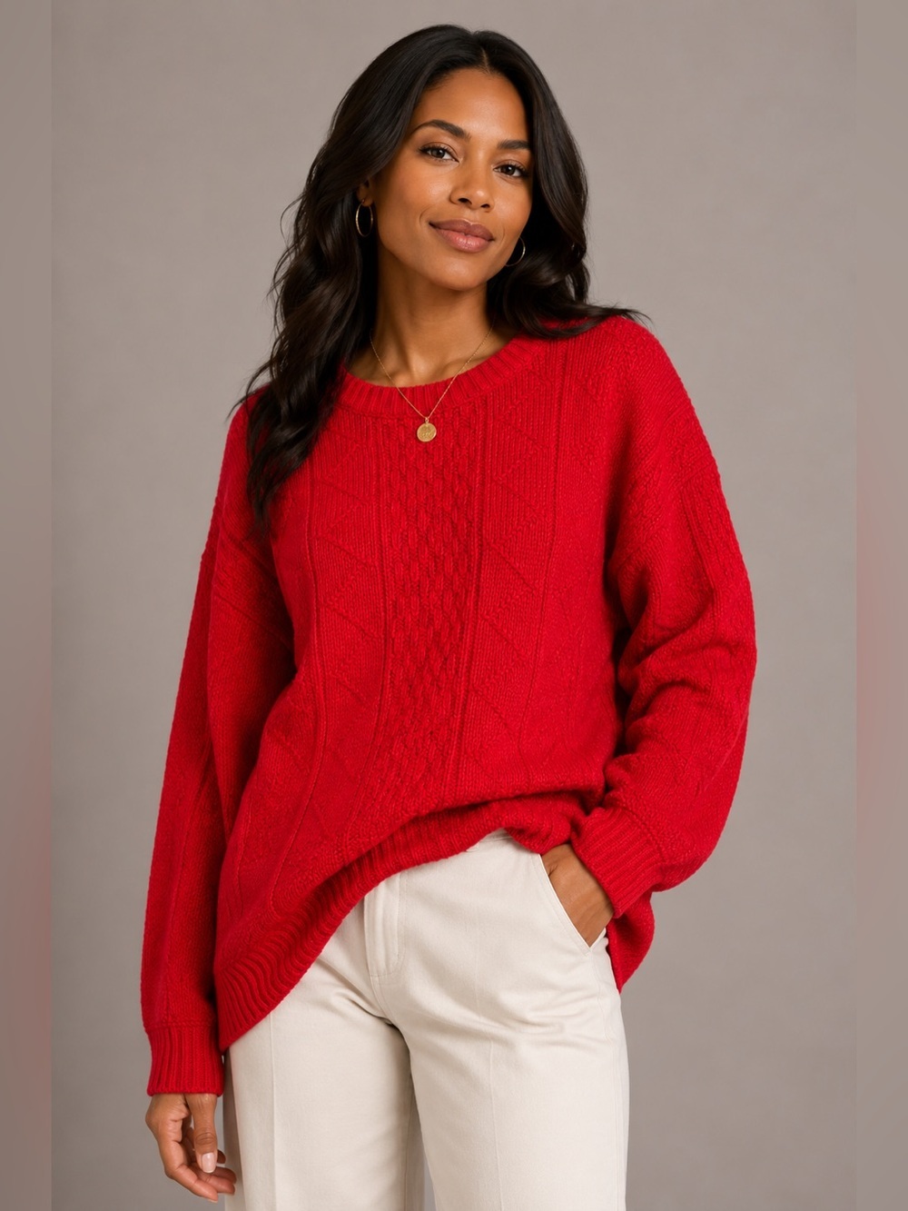 Vintage Pierre Cardin Red Cotton Knit Sweater Medium USA Made Y2K , 90’s